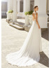 Ivory Lace Chiffon Chic Flowing Wedding Dress